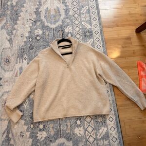 Jenni Kayne Cream Zip-Up Sweater